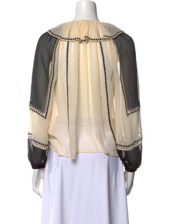 Ulla Johnson Silk Colorblock Pattern Blouse