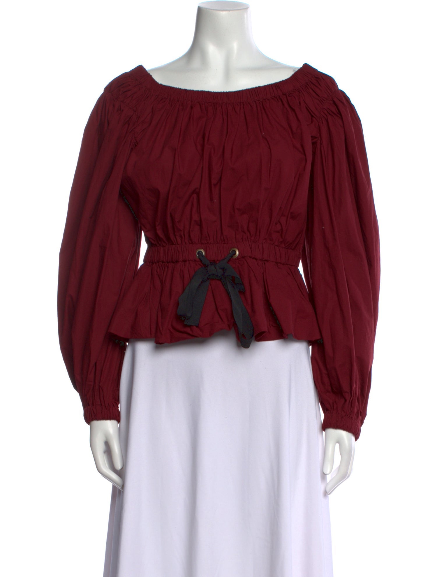 Ulla Johnson Off-The-Shoulder Long Sleeve Crop Top