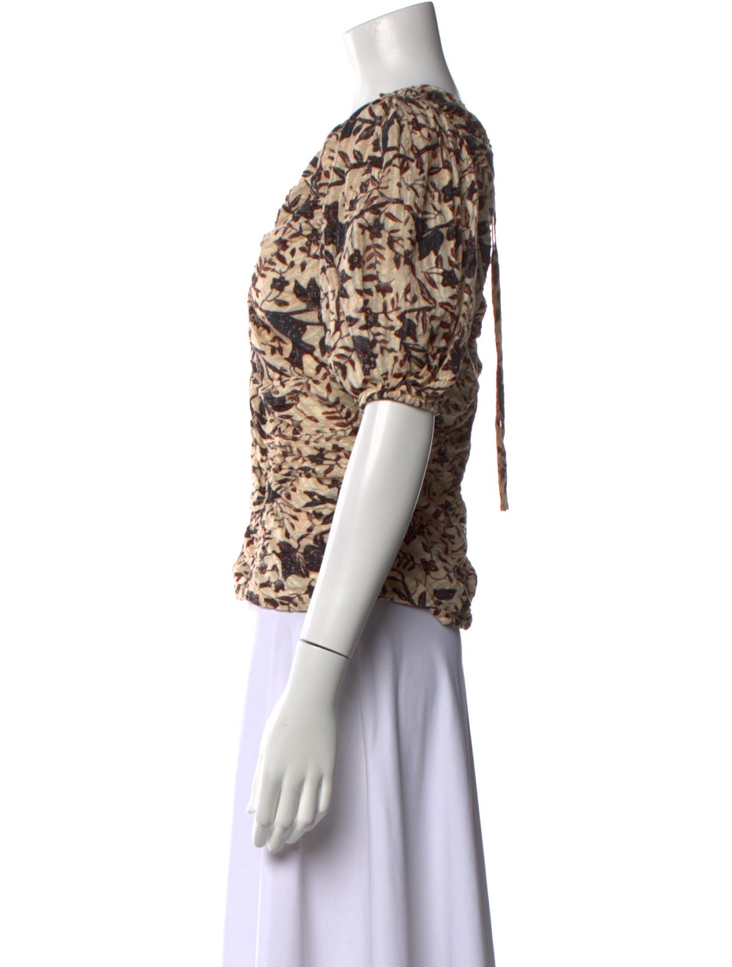 Ulla Johnson Floral Print Crew Neck Crop Top