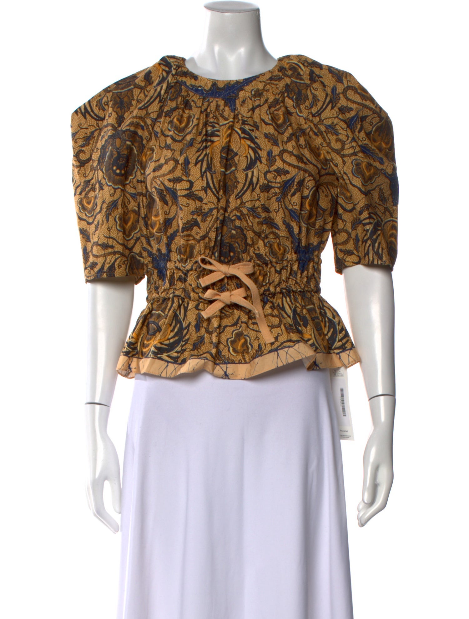 Ulla Johnson Printed Bateau Neckline Crop Top