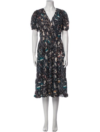 Ulla Johnson Floral Print Midi Length Dress