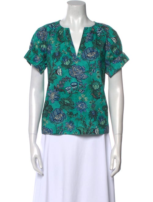 Ulla Johnson Floral Print V-Neck Blouse