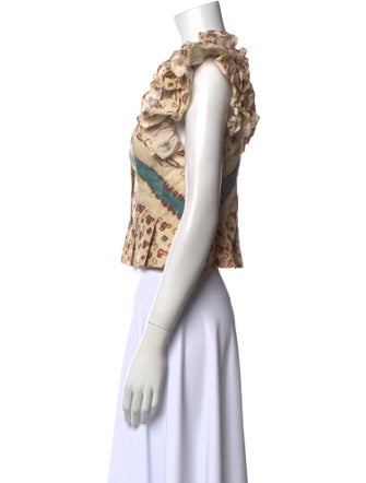 Ulla Johnson Printed V-Neck Crop Top