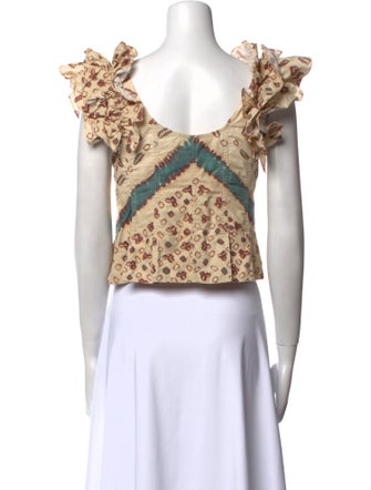 Ulla Johnson Printed V-Neck Crop Top