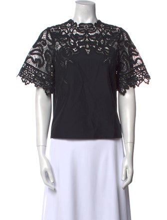 Ulla Johnson Lace Pattern Crew Neck Blouse