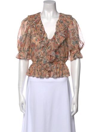 Ulla Johnson Silk Floral Print Crop Top