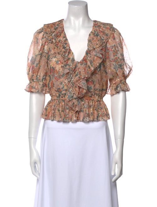 Ulla Johnson Silk Floral Print Crop Top