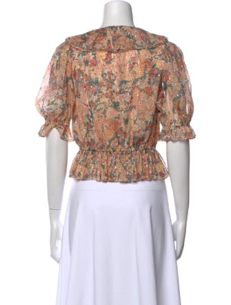 Ulla Johnson Silk Floral Print Crop Top