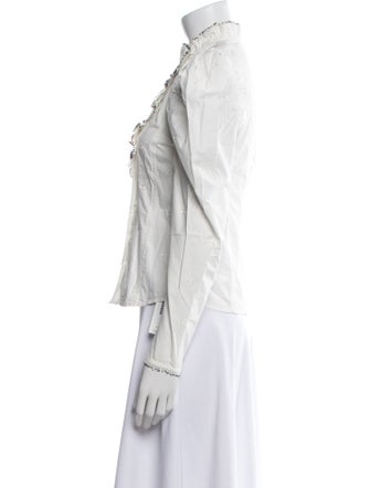 Ulla Johnson Mock Neck Long Sleeve Button-Up Top