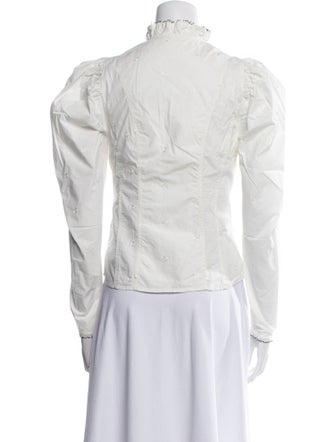 Ulla Johnson Mock Neck Long Sleeve Button-Up Top