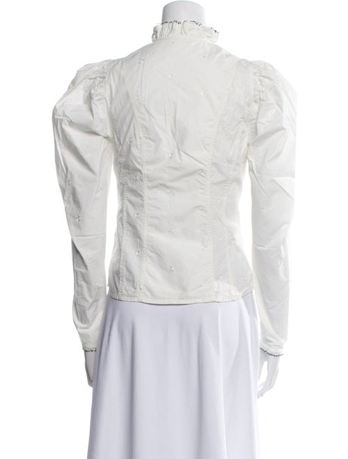 Ulla Johnson Mock Neck Long Sleeve Button-Up Top