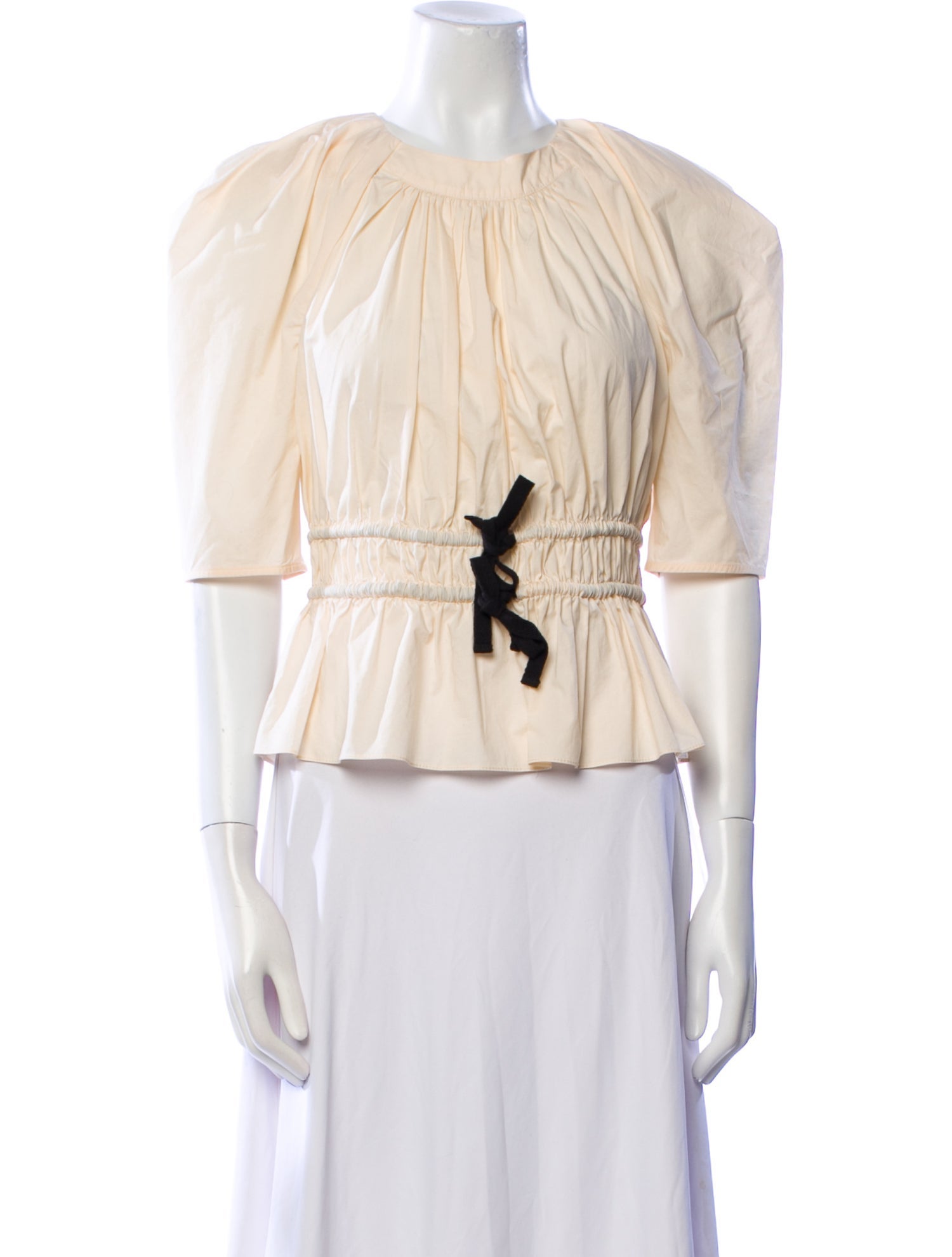 Ulla Johnson Crew Neck Three-Quarter Sleeve Crop Top