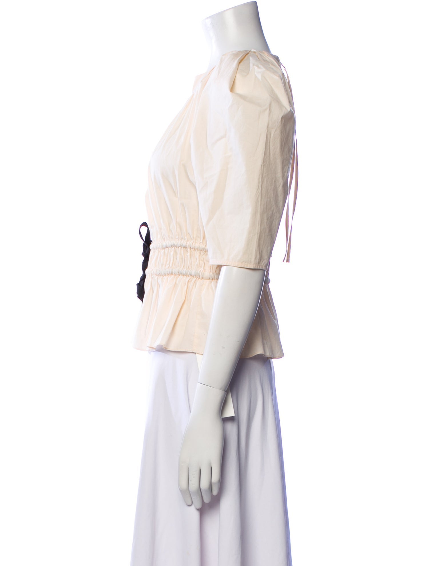 Ulla Johnson Crew Neck Three-Quarter Sleeve Crop Top