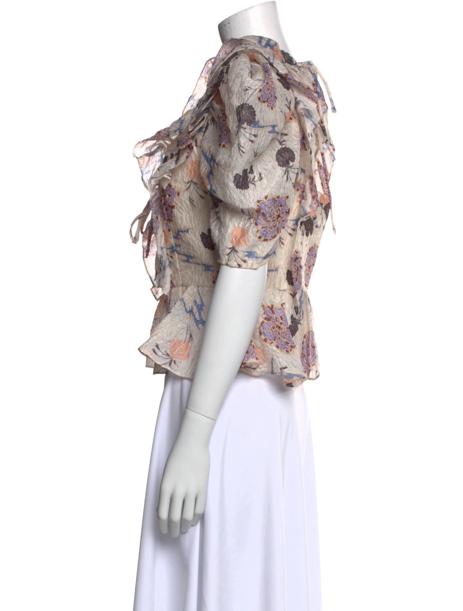 Ulla Johnson Floral Print V-Neck Crop Top