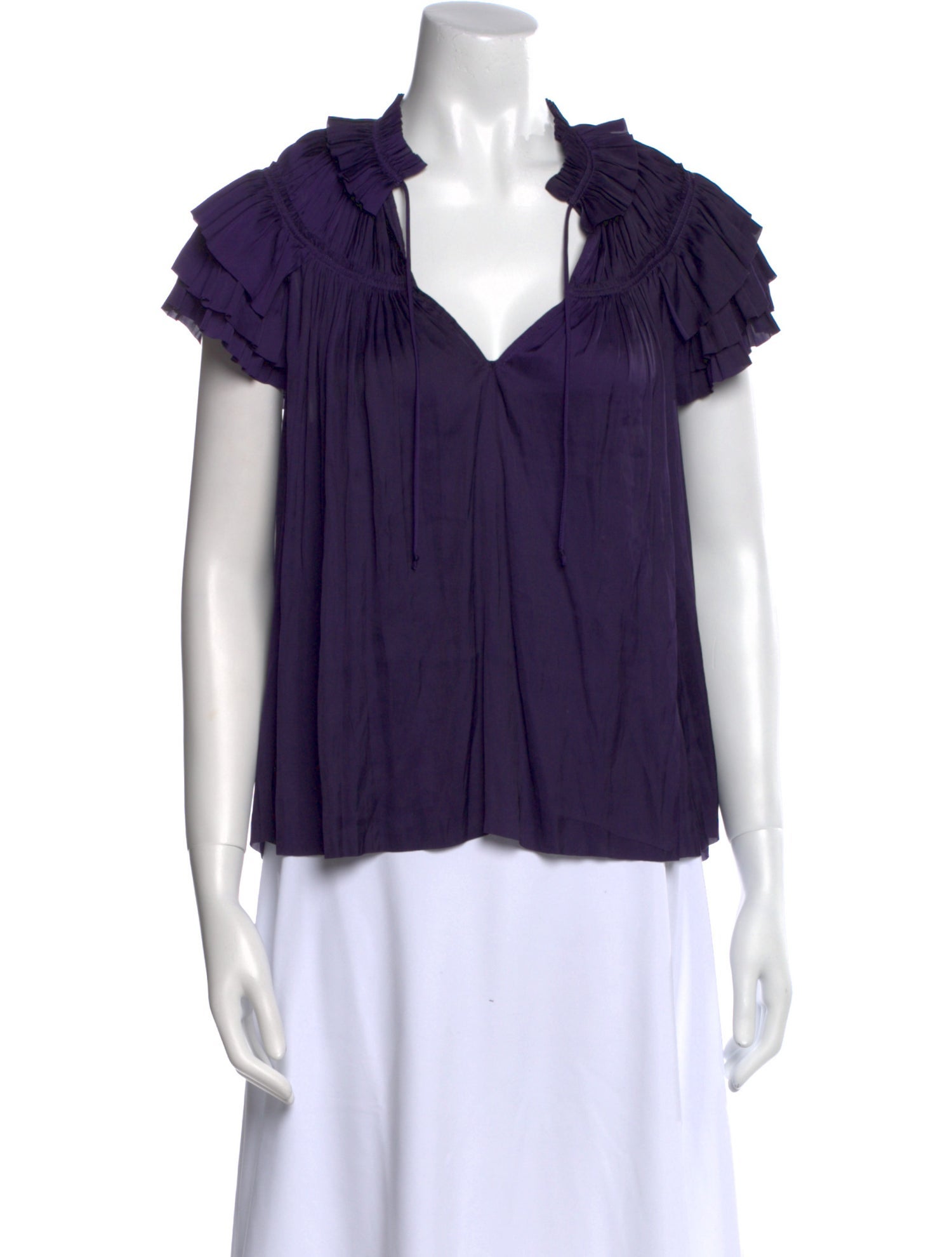 Ulla Johnson V-Neck Short Sleeve Blouse
