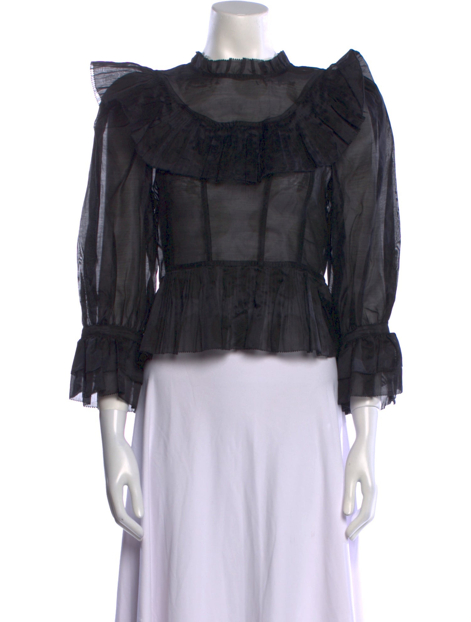 Ulla Johnson Mock Neck Three-Quarter Sleeve Crop Top