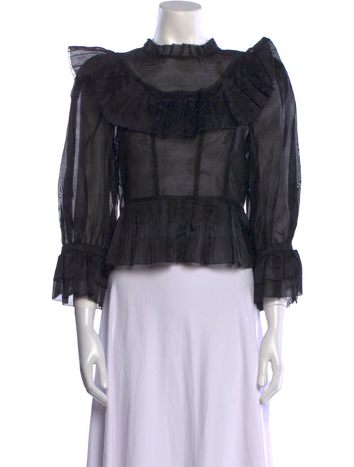 Ulla Johnson Mock Neck Three-Quarter Sleeve Crop Top