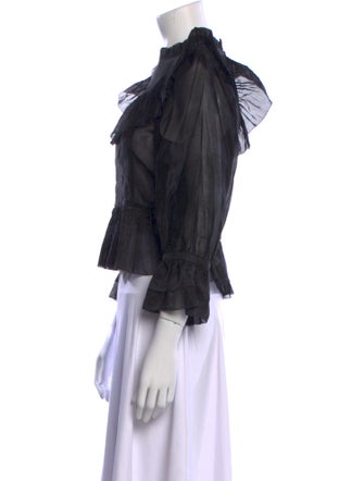 Ulla Johnson Mock Neck Three-Quarter Sleeve Crop Top