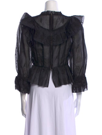 Ulla Johnson Mock Neck Three-Quarter Sleeve Crop Top