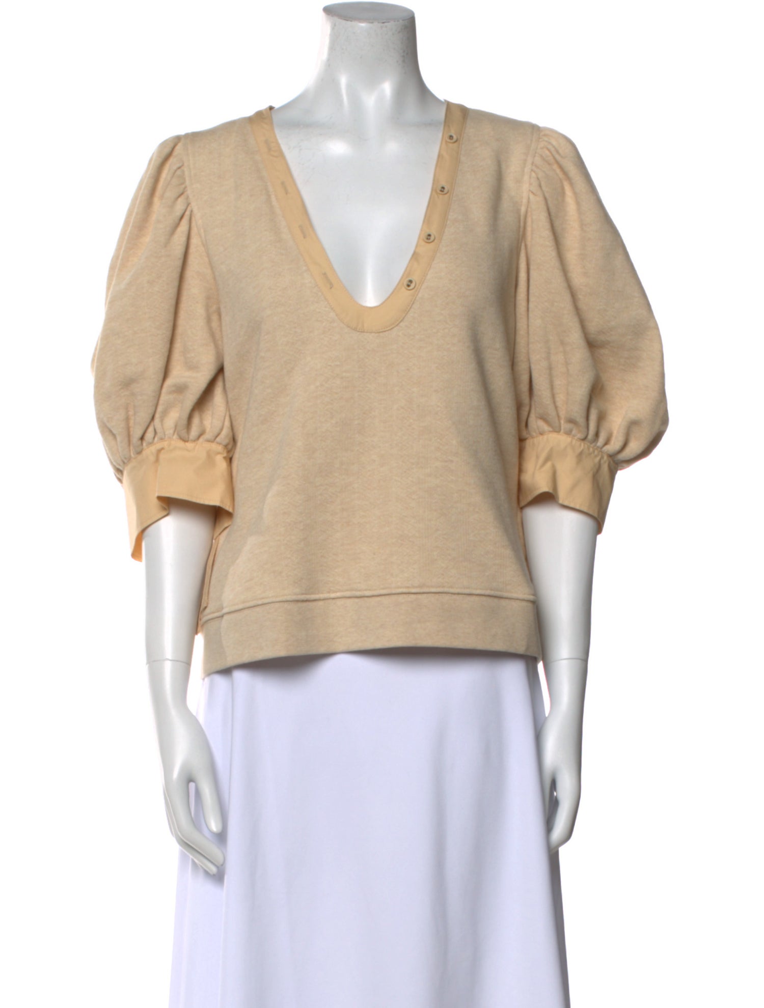 Ulla Johnson V-Neck Short Sleeve Sweatshirt