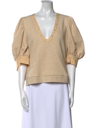 Ulla Johnson V-Neck Short Sleeve Sweatshirt
