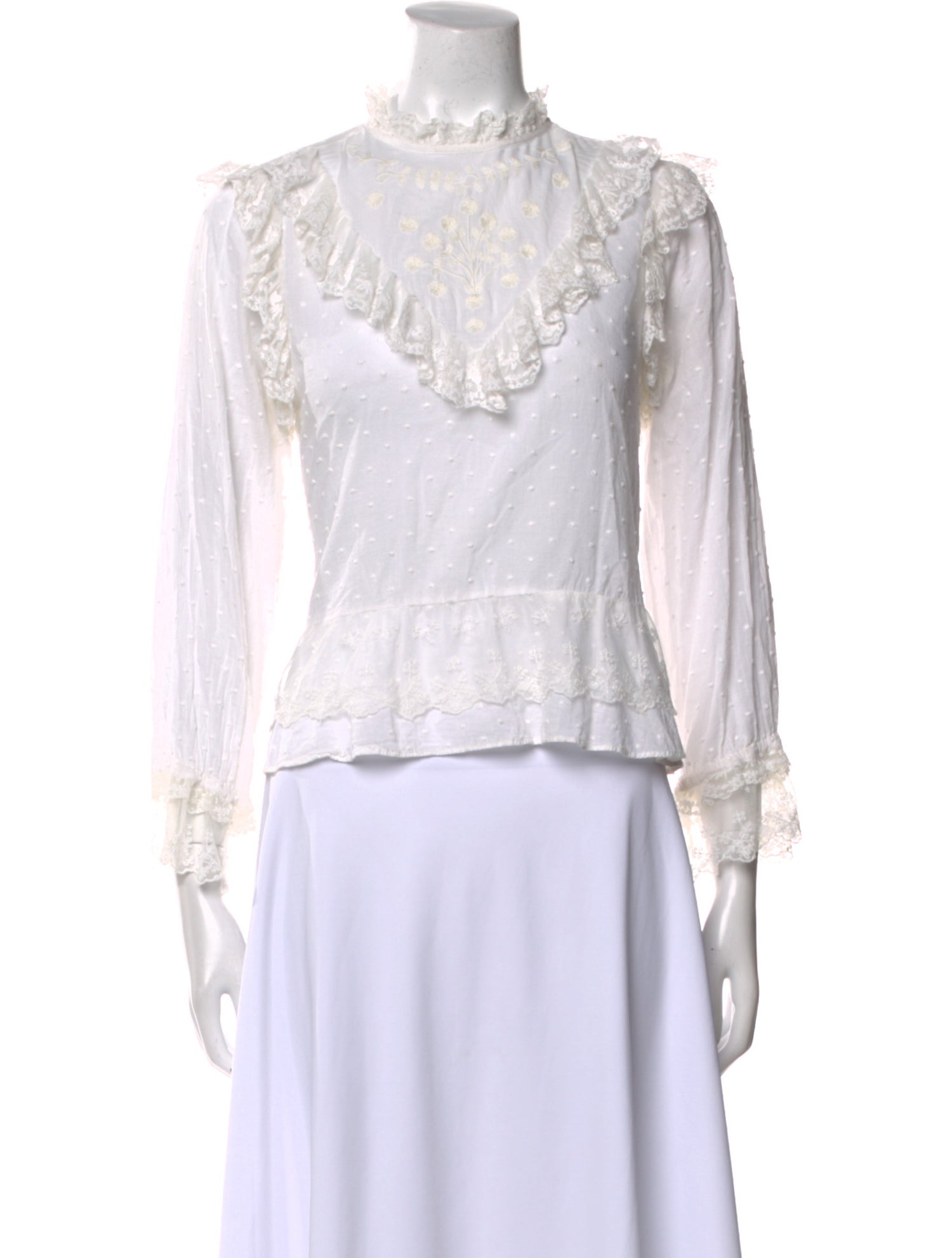 Ulla Johnson Mock Neck Three-Quarter Sleeve Blouse