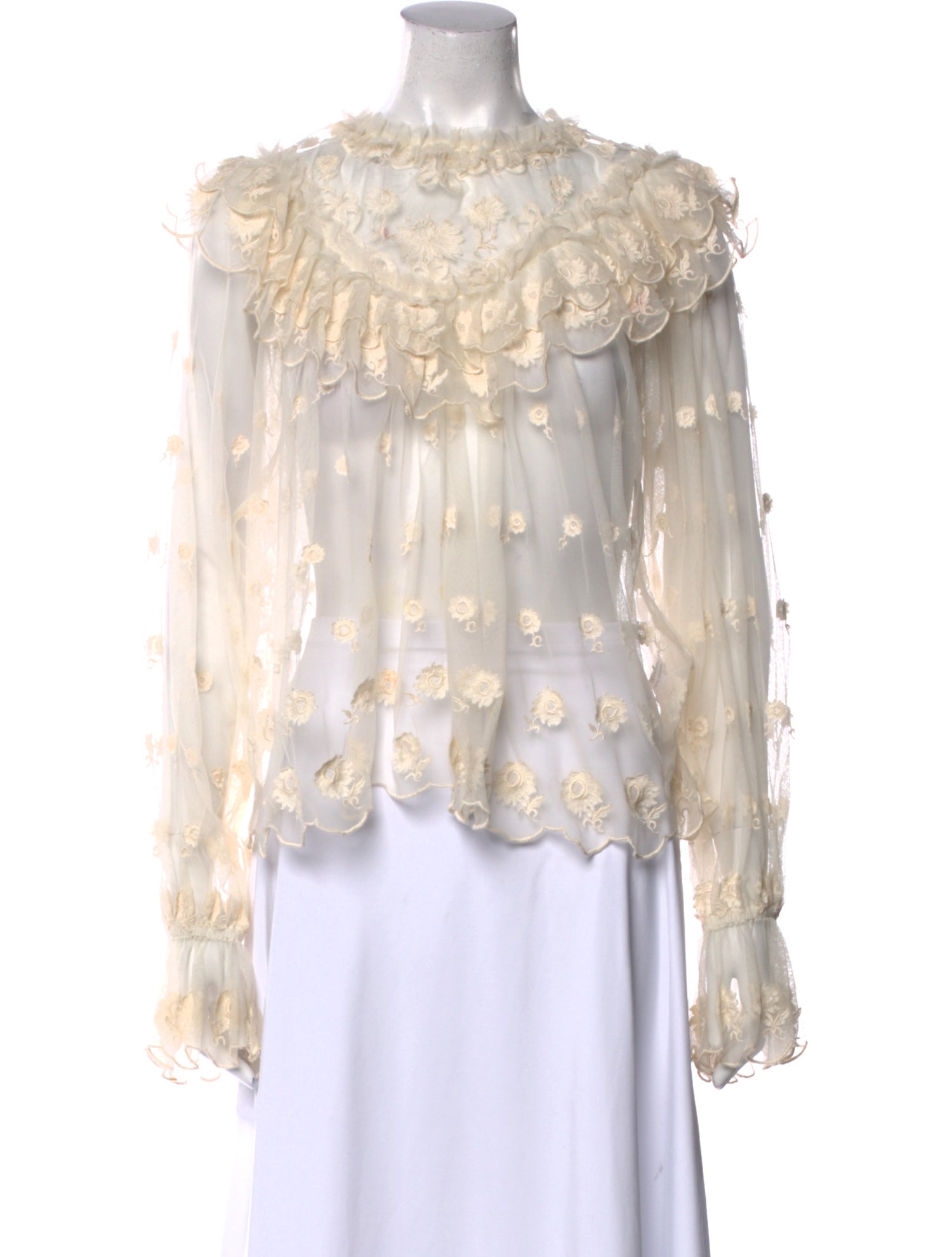 Ulla Johnson Crew Neck Long Sleeve Blouse