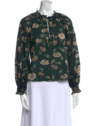 Ulla Johnson Floral Print Mock Neck Blouse