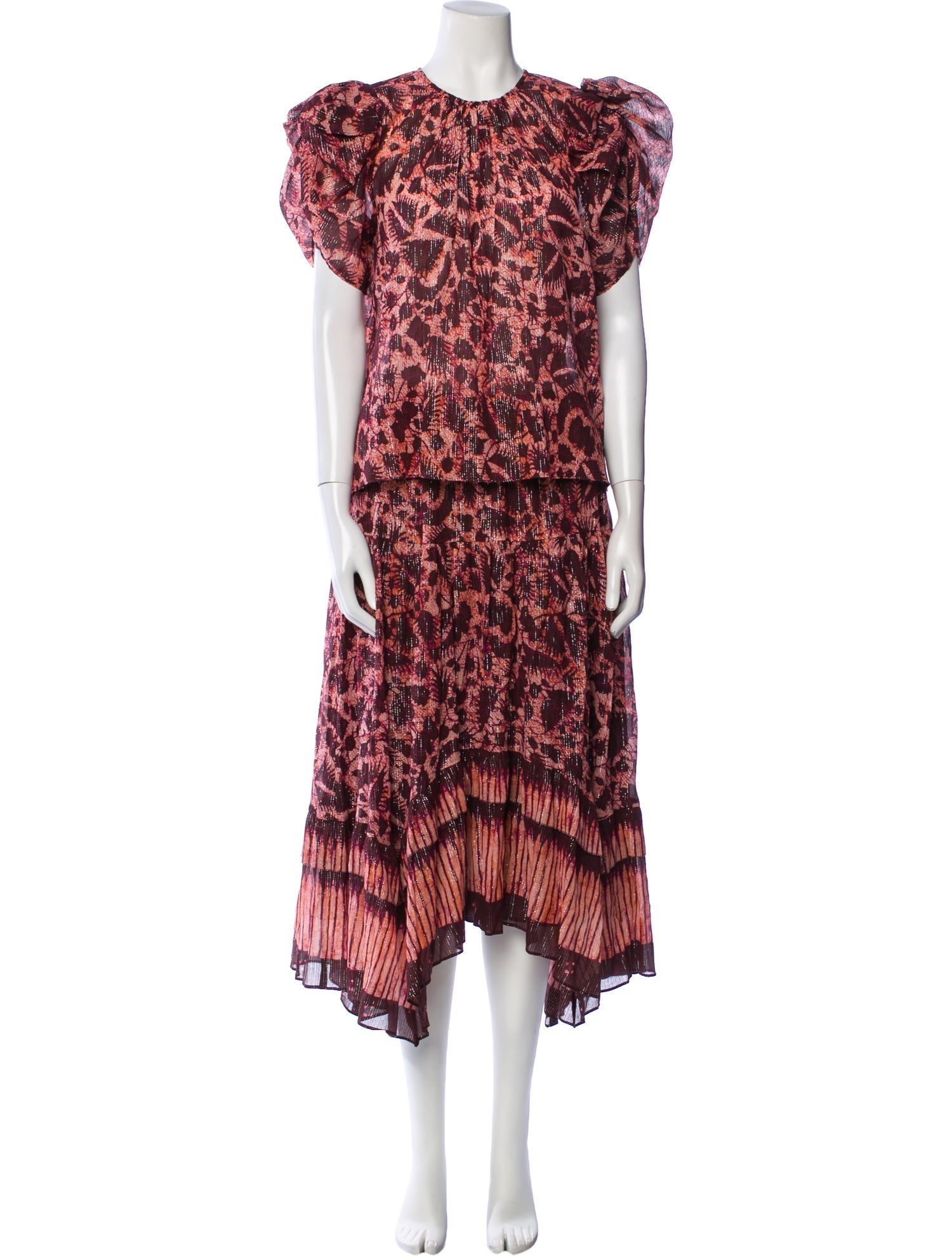 Ulla Johnson Printed Ruffle Embellishment Skirt Set w/ Tags
