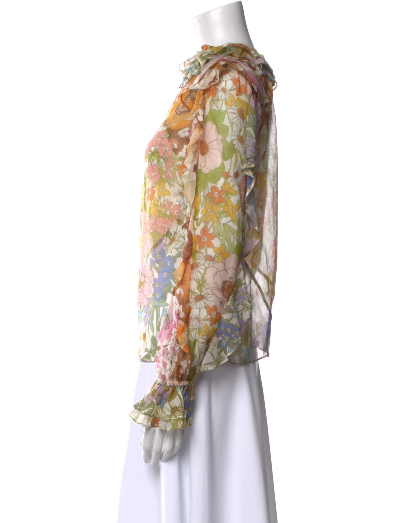 Zimmermann Floral Print Mock Neck Blouse