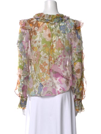 Zimmermann Floral Print Mock Neck Blouse