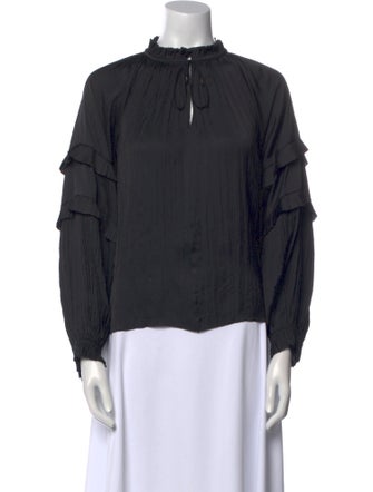 Ulla Johnson Mock Neck Three-Quarter Sleeve Blouse