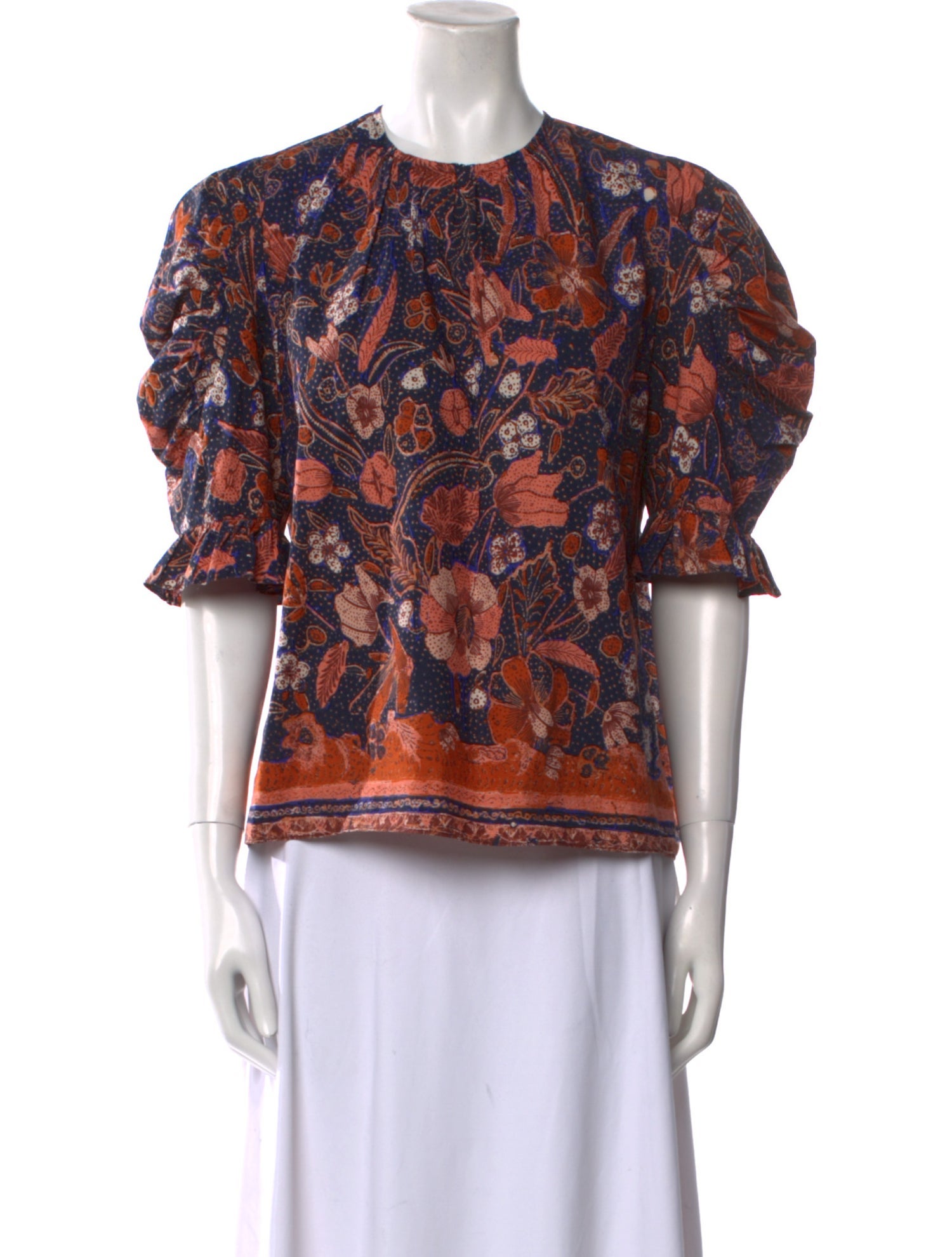 Ulla Johnson Floral Print Crew Neck Blouse