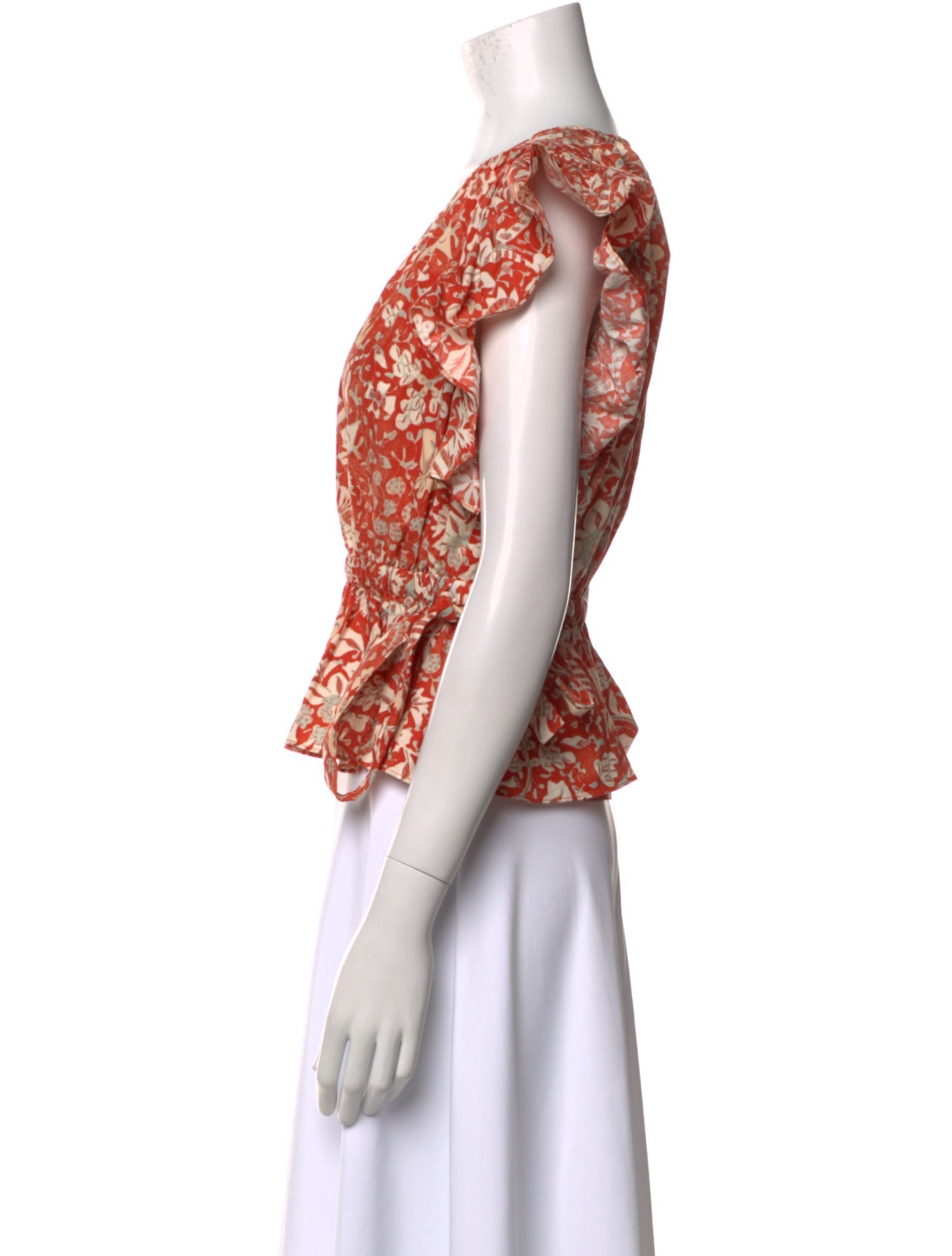 Ulla Johnson Floral Print V-Neck Crop Top