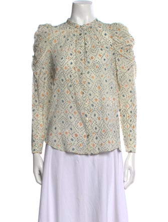 Ulla Johnson Floral Print Mock Neck Blouse