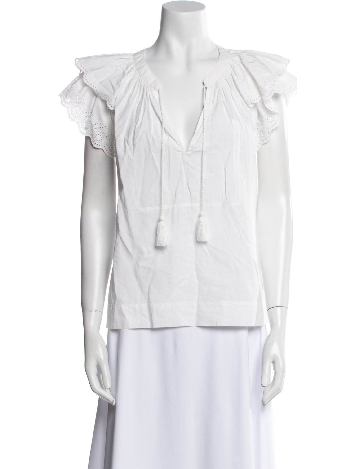 Ulla Johnson V-Neck Short Sleeve Blouse