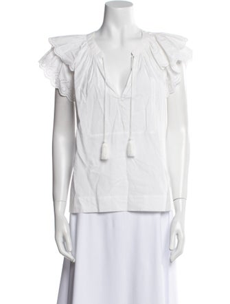 Ulla Johnson V-Neck Short Sleeve Blouse