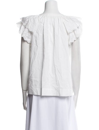 Ulla Johnson V-Neck Short Sleeve Blouse