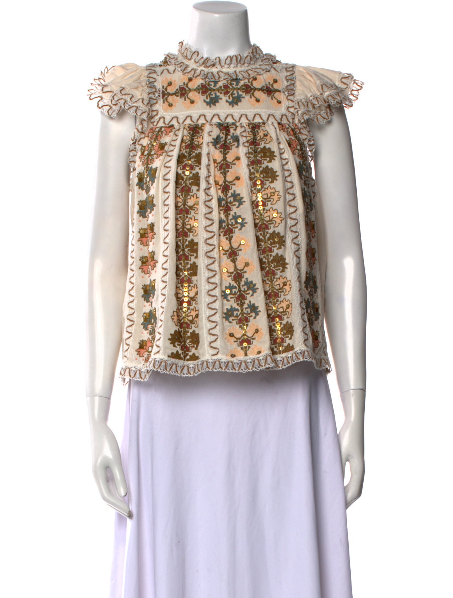 Ulla Johnson Silk Lace Pattern Blouse