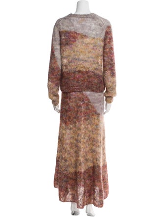 Ulla Johnson Kid Mohair Colorblock Pattern Skirt Suit