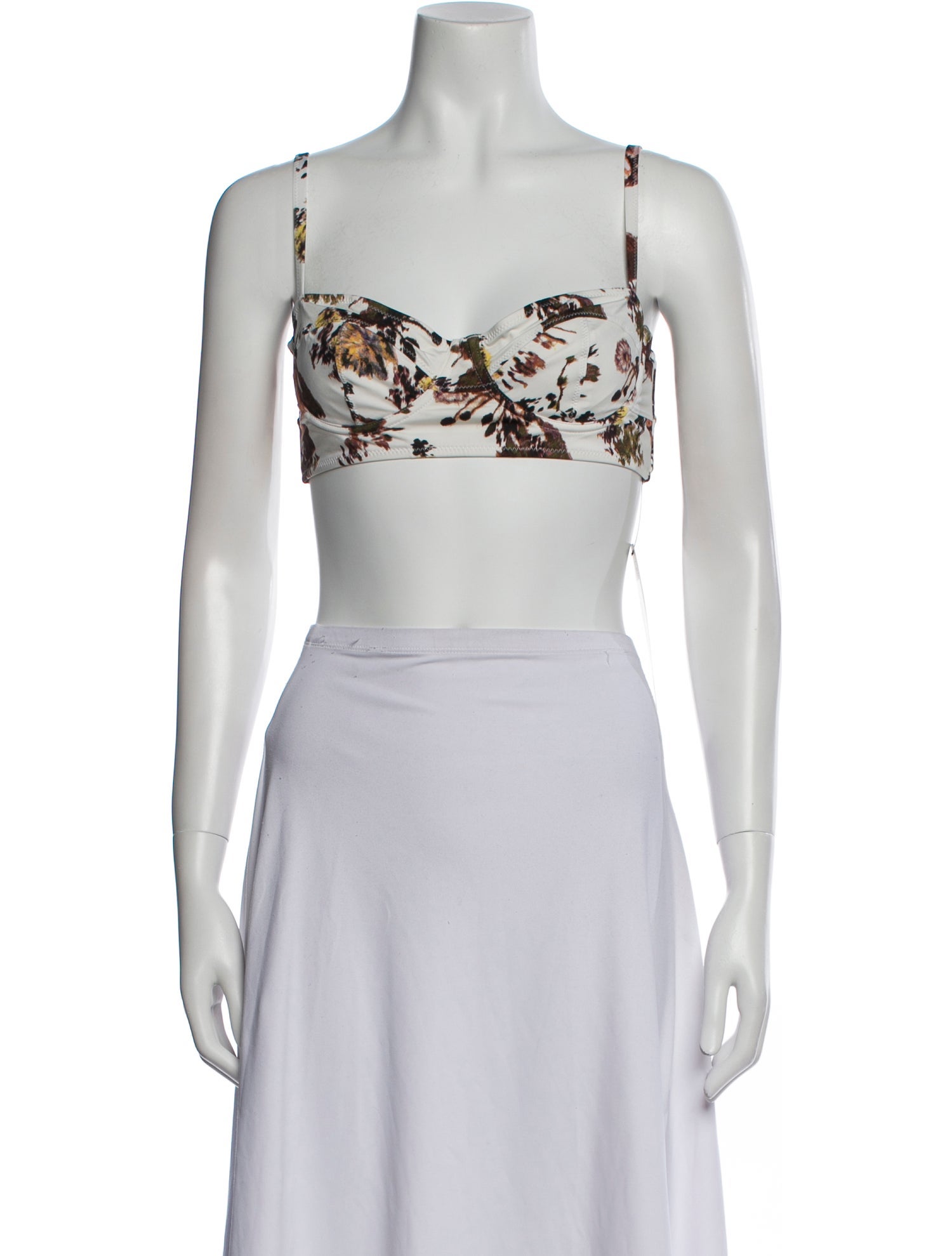 Ulla Johnson Floral Print Square Neckline Crop Top