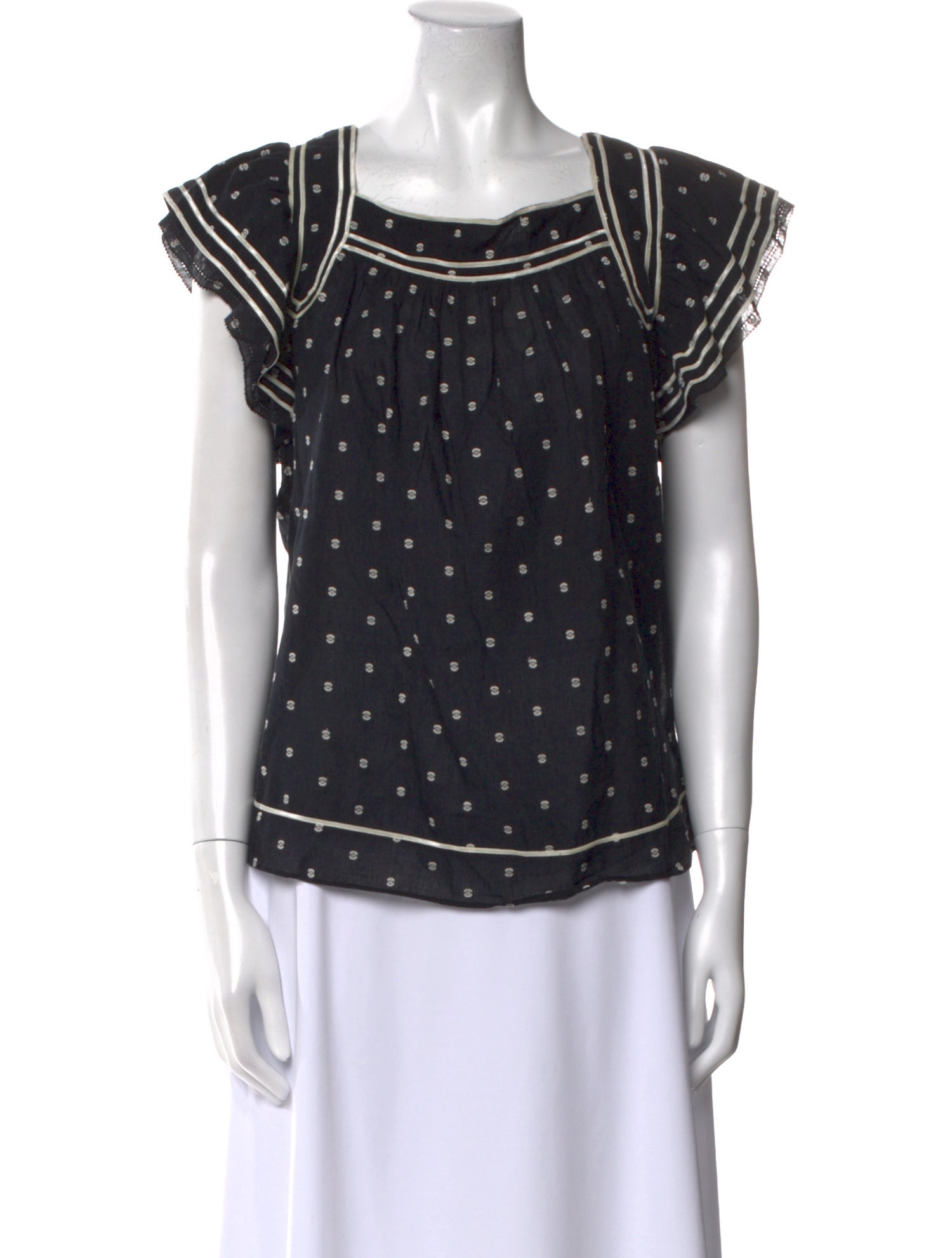 Ulla Johnson Polka Dot Print Square Neckline Blouse