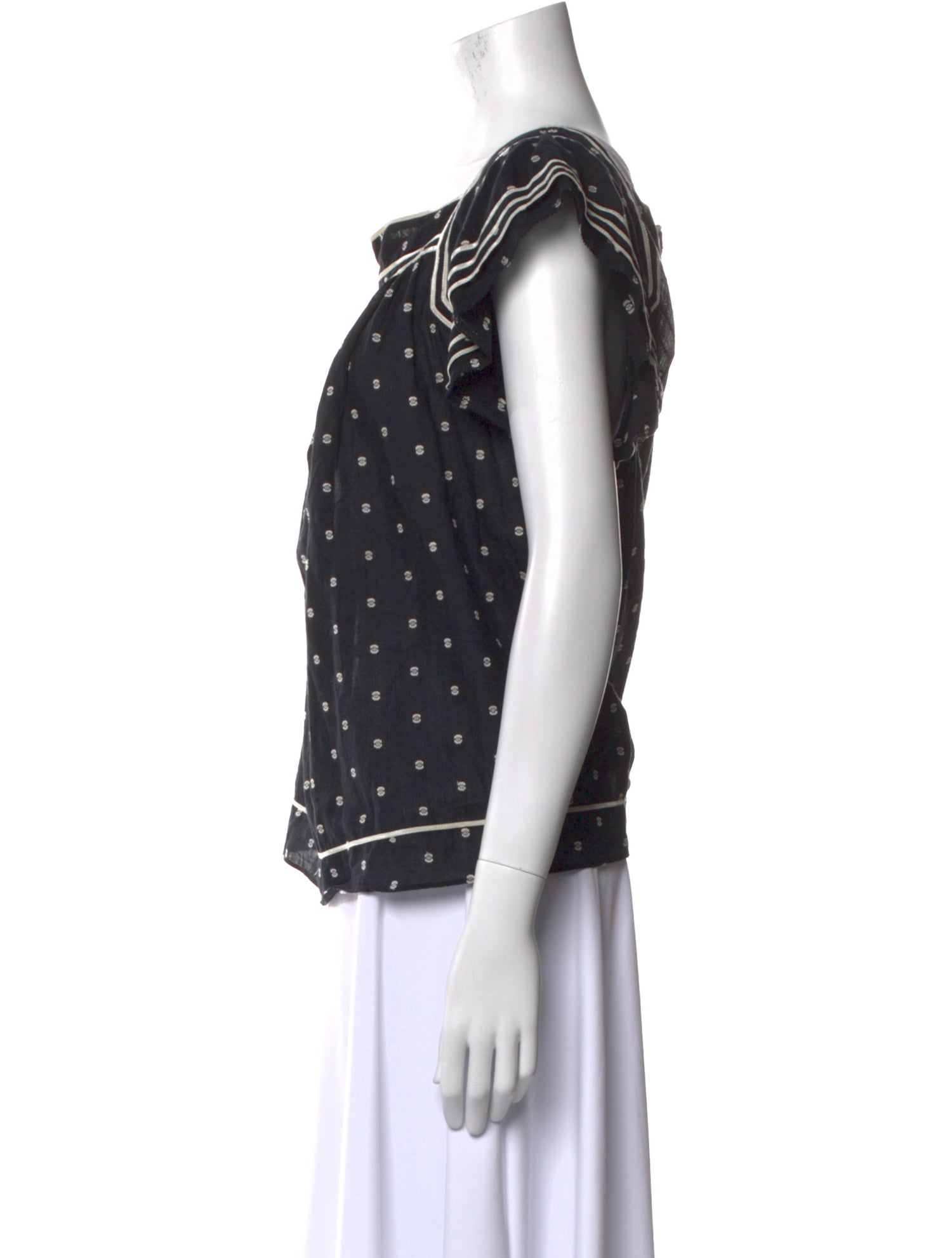 Ulla Johnson Polka Dot Print Square Neckline Blouse