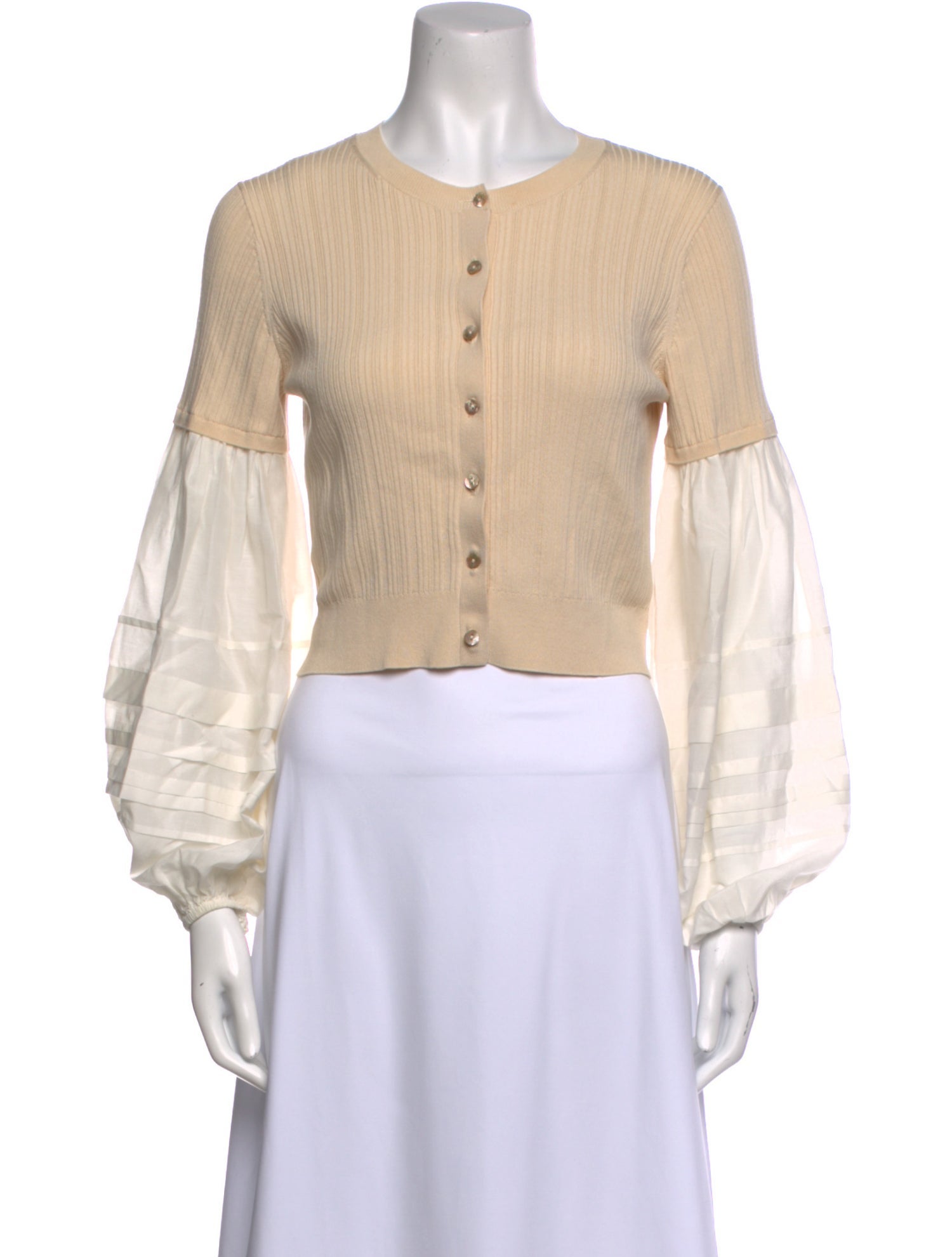 Ulla Johnson Crew Neck Long Sleeve Crop Top