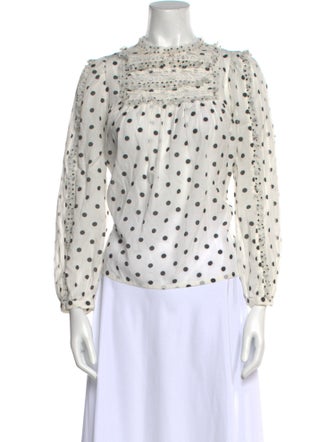 Ulla Johnson Polka Dot Print Mock Neck Blouse