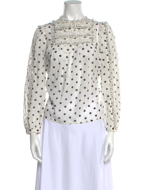 Ulla Johnson Polka Dot Print Mock Neck Blouse
