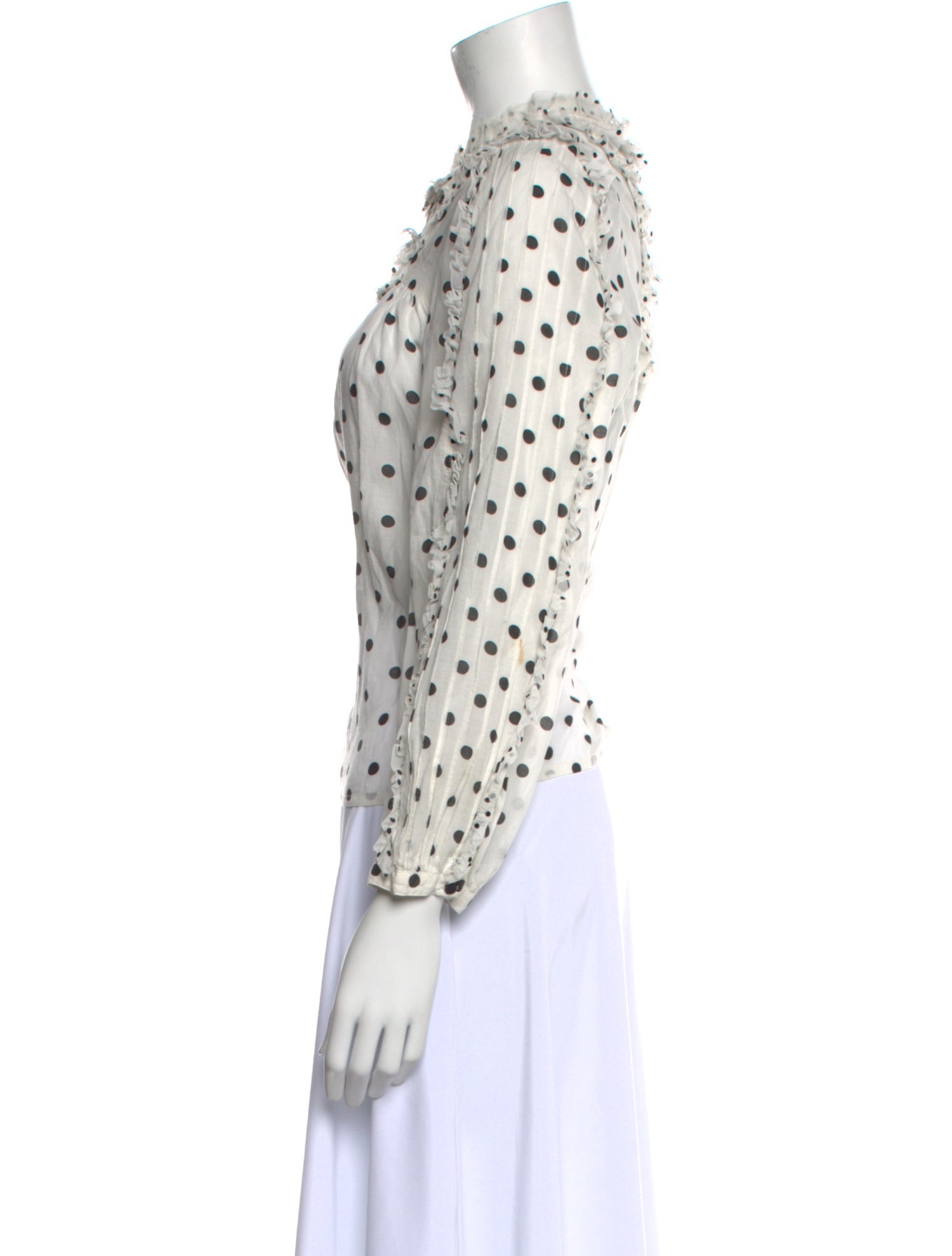 Ulla Johnson Polka Dot Print Mock Neck Blouse