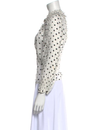 Ulla Johnson Polka Dot Print Mock Neck Blouse