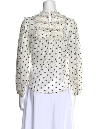 Ulla Johnson Polka Dot Print Mock Neck Blouse