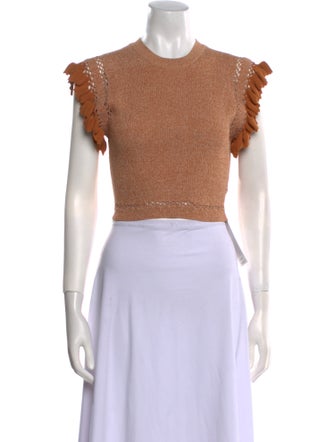 Ulla Johnson Crew Neck Short Sleeve Crop Top